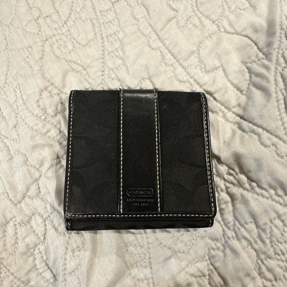 Coach Black Key Card Holder with Minimalist Design